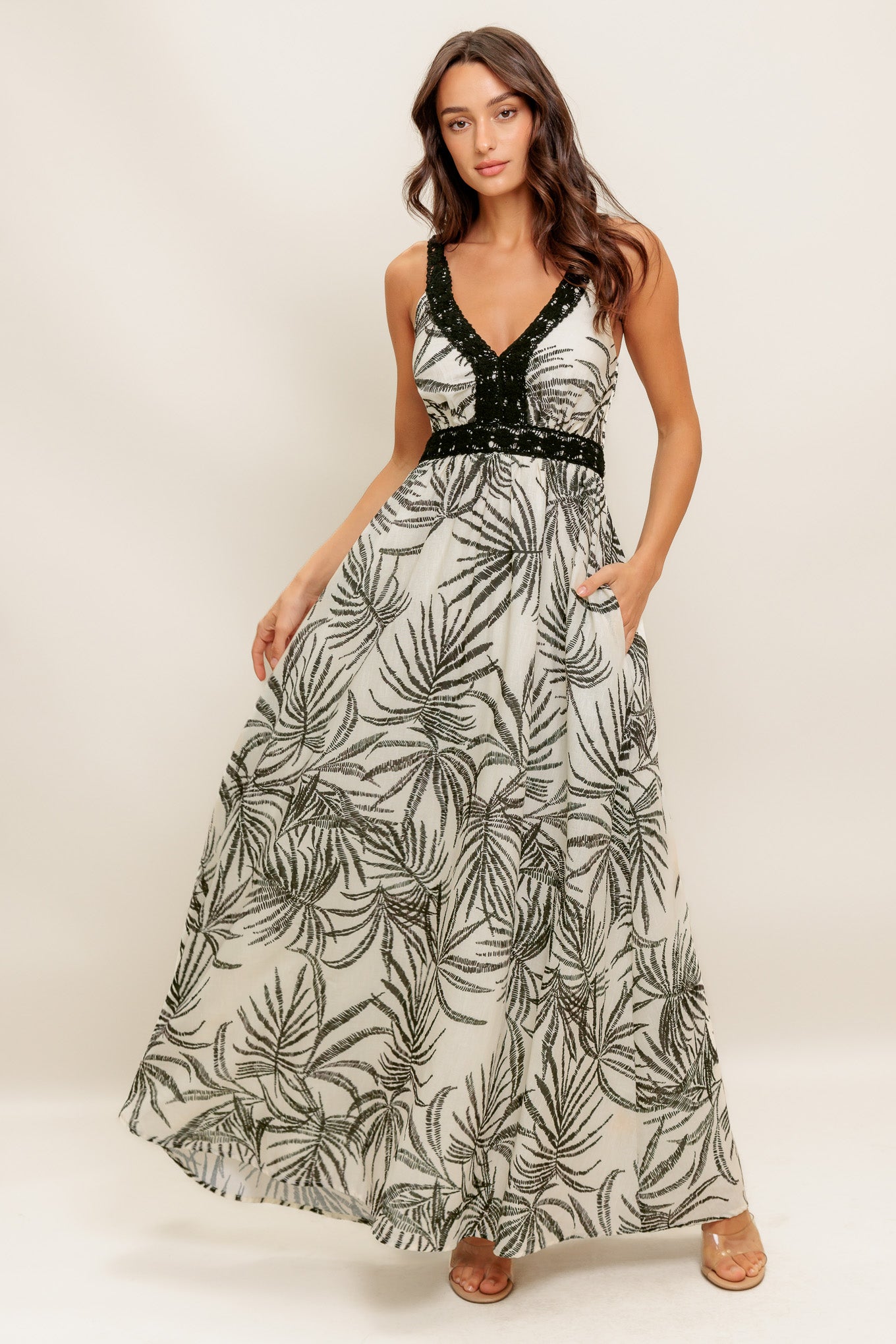 Wilhemine Floral Maxi Dress with Crochet Straps